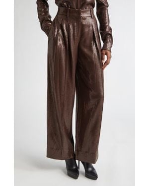 Michael Kors Pleated Sequin Slouch Pants - Brown