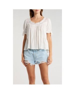 PacSun Karlie Eyelet Puff Sleeve Top - Blue