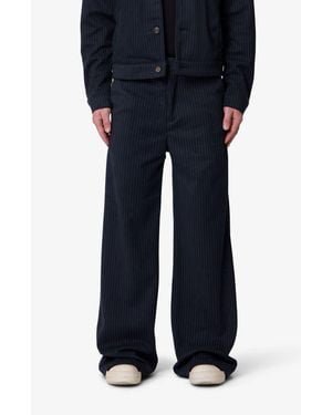 MNML Pinstripe Bootcut Pants - Blue