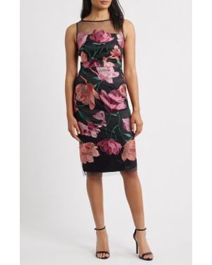 Eliza J Floral Embroidered Cocktail Dress
