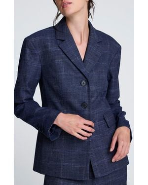 Kenneth Cole Three Button Windowpane Check Blazer - Blue