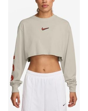 Nike Sportswear Long Sleeve Crop T-Shirt - White