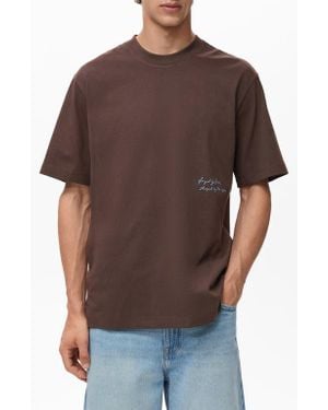 Mango Relaxed Fit Graphic T-Shirt - Brown