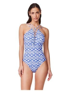 Gottex Mantra Braided High Neck One Piece - Blue