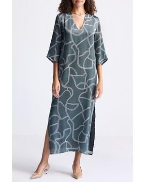 REISTOR Maxi Dress With Side Slits - Blue