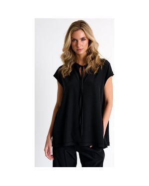 Shan Silk Blouse With Boat Neckline - Black