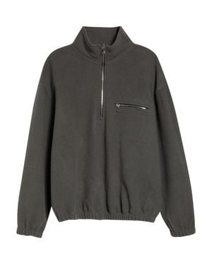 Rier Wool Fleece Half Zip Sweatshirt - Gray