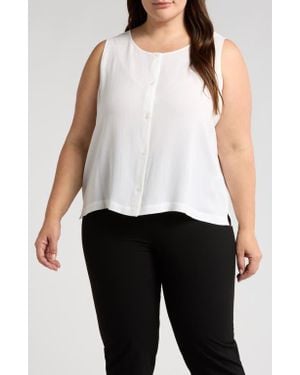 Eileen Fisher Silk Georgette Round Neck Vest - White