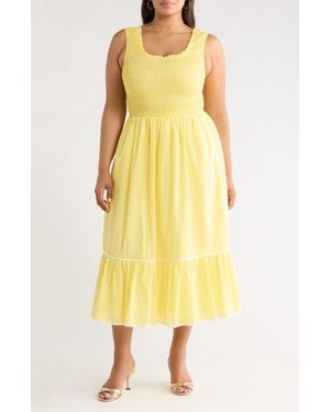 Sugarlips Jessy Smocked Sleeveless Midi Dress - Yellow