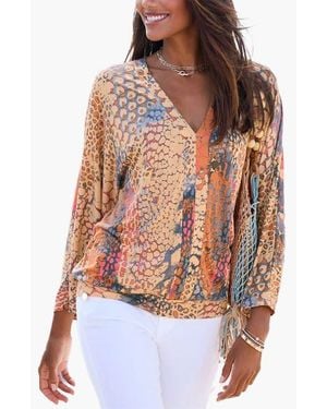 Lascana Printed Long Sleeve Top - White