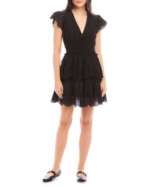 Fifteen Twenty Isla Eyelet Embroidered Minidress - Black