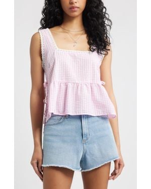 BP. Gingham Side Tie Tank - Pink