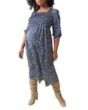 Ingrid & Isabel The Breeze Elbow Sleeve Sateen Maternity Dress - Blue