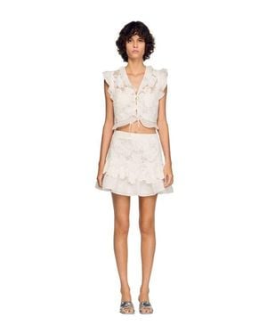 Sandro Short Guipure Skirt - White