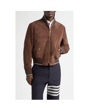 Thom Browne Suede Bomber Jacket - Brown