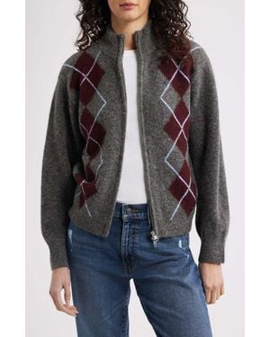Rails Chloe Argyle Zip Cardigan - Black