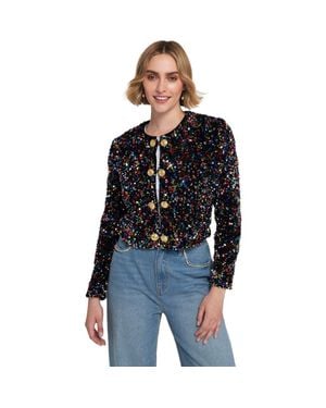 Elle Collection Sequin Cropped Jacket - Blue