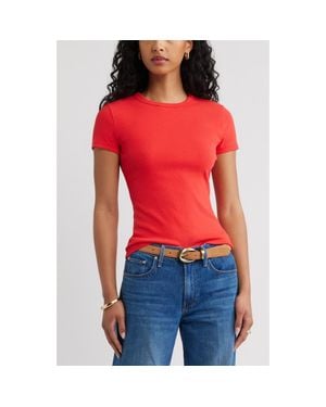 Open Edit Rib Short Sleeve Shirt - Red