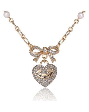 Juicy Couture Tone Pearl Heart Pendant Necklace - Metallic
