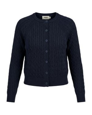 Index Cable Knit Raglan Sleeve Button Front Cardigan - Blue