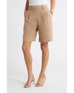 Open Edit Pleated Bermuda Shorts - Natural