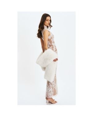Miss Circle Jazmin Faux Fur Scarf Wrap Stole - White