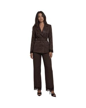 Akalia The Maison Jacquard Lace-Trim Pants - Black