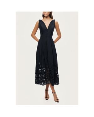 Nocturne Sleeveless Embroidered Midi Dress - Black