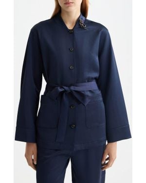 Scotch & Soda Tie Waist Satin Blazer - Blue