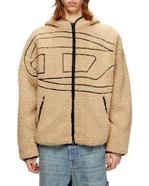 DIESEL S-Zat Oversize Fleece Zip Hoodie - Natural