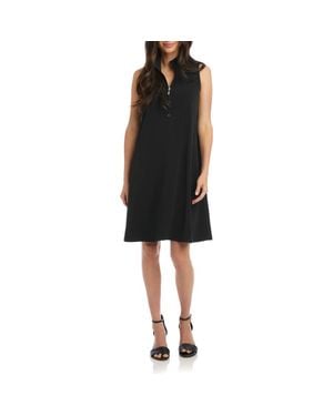 Karen Kane Travel Jersey Half Zip Shift Dress - Black