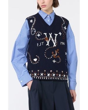 Weekend by Maxmara Cacao Virgin Wool Sweater Vest - Blue