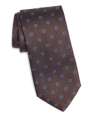 Canali Medallion Silk Tie - Brown