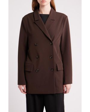d.RA Anthony Double Breasted Longline Blazer - Brown