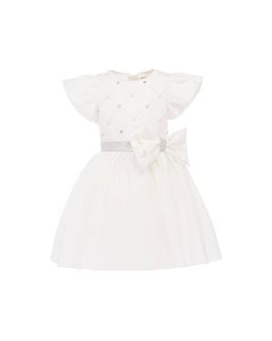 Tulle Sevilla Teacup Bow Dress - White