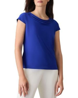 Kasper Cap Sleeve Cowl Neck Top - Blue