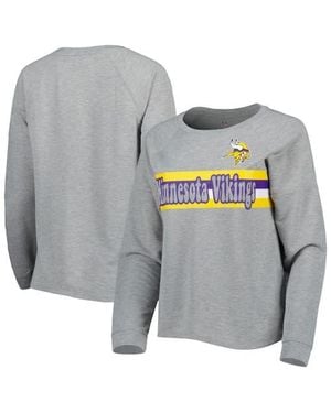 Outerstuff Juniors Heathered Minnesota Vikings All Striped Up Raglan Long Sleeve T-Shirt - Gray