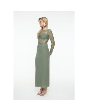 Beauut Chiffon Maxi Dress With Ruched Detailing - Green