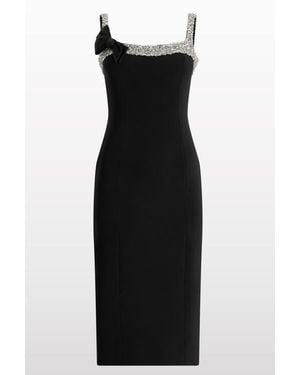 Jenny Packham Lucy Crystal-Embellished Bow Midi Dress - Black