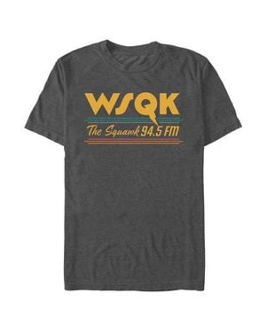 Stranger Things Retro Radio The Squawk Wsqk 94.5 Fm Stripes Graphic T-Shirt - Gray