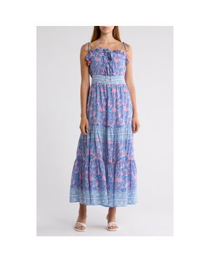 Alicia Bell Libra Ruffle Tiered Cotton & Silk Cover-Up Sundress - Purple