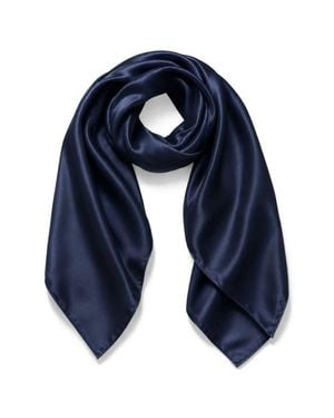 SILKSILKY Pure Silk Classic Elegant Square Scarf - Blue