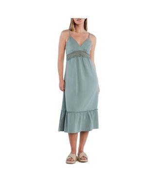 Wash Lab Denim Jolie Lace Inset Cotton Blend Dress - Blue