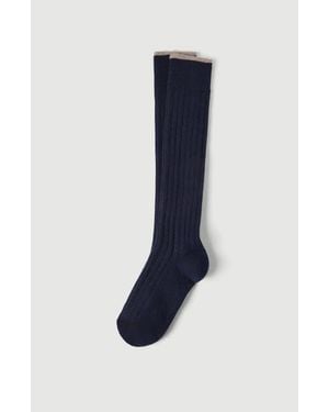 Brunello Cucinelli Cashmere Rib Knit Socks - Blue