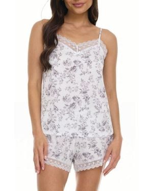 Flora Nikrooz Maven Lace Trim Jersey Short Pajamas - White