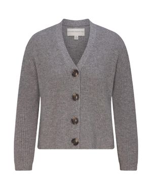Williams Athletic Club Emily Rib Cashmere Cardigan - Gray