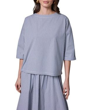 Donna Karan Stripe Stretch Cotton Top - Blue