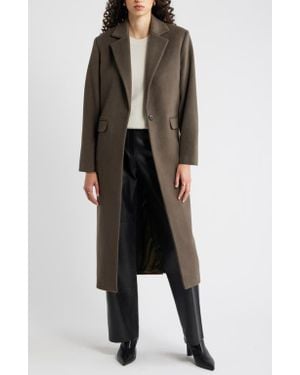 Nordstrom One-Button Wool Blend Coat - Black