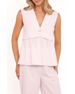 Petal & Pup Bristal Split Front Cotton & Linen Top - White