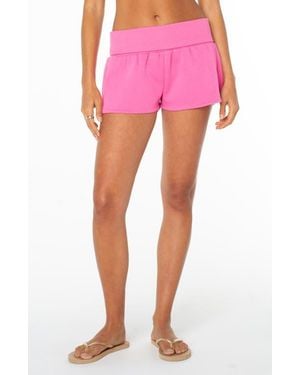 Roxy Sunday Foldover Waist Shorts - Pink